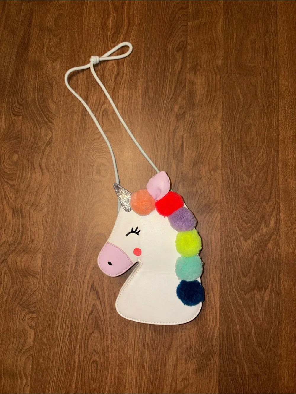 Cat & Jack Kids Unicorn Crossbody Bag - White with Rainbow Pom Poms
